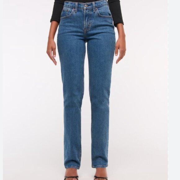 Abercrombie and Fitch Curve Love The Straight Mid-Rise Size 37 US 24R - Picture 2 of 3